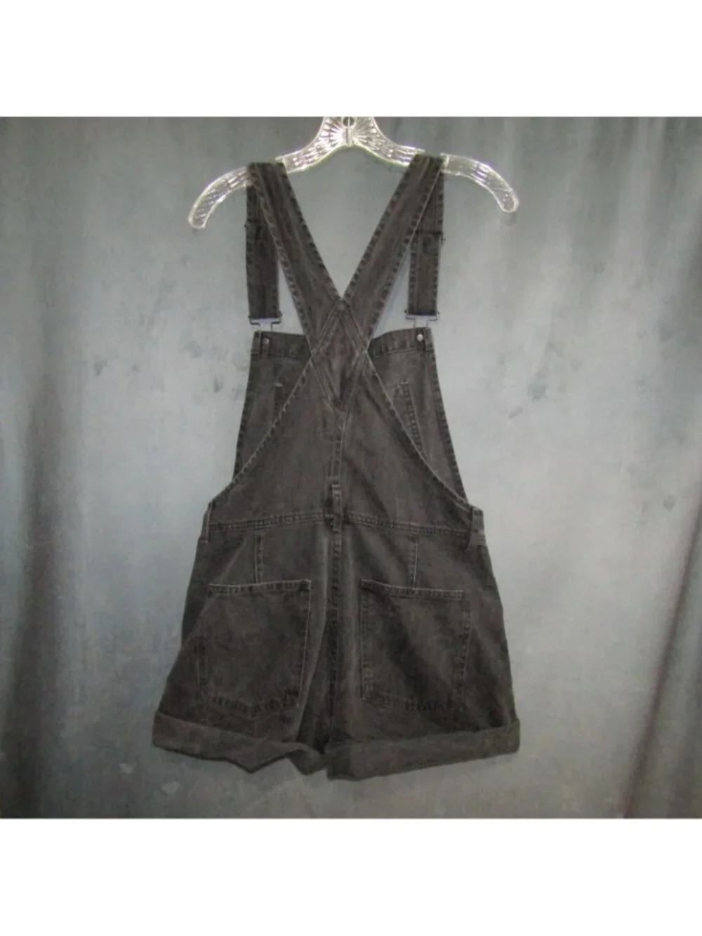 Free People We The Free Ziggy Shortall Denim Overalls Shorts Black Size S Boho